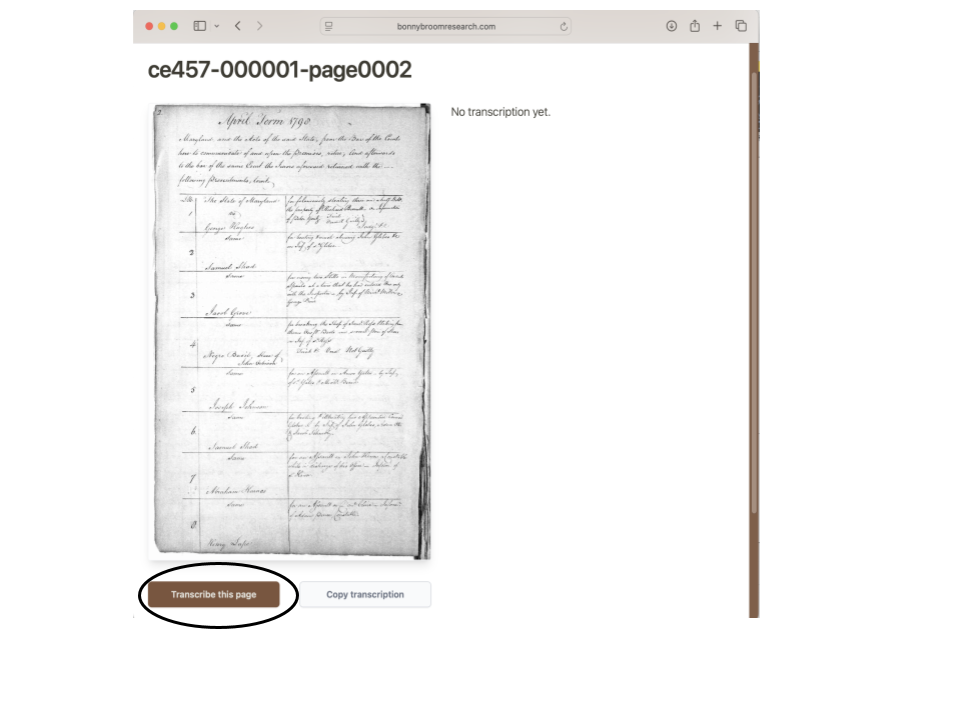 Transcription Page