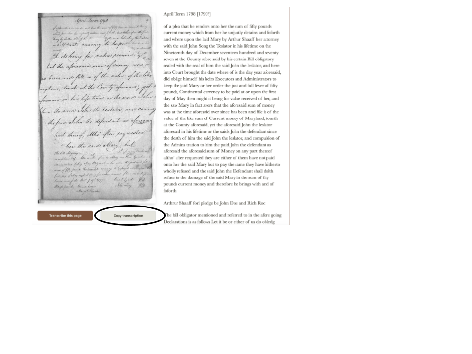 Transcription Page